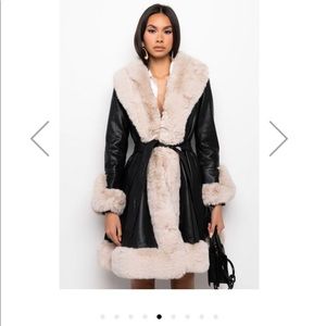 AZALEA WANG KENZY LONG COAT (faux fur, leather) size M